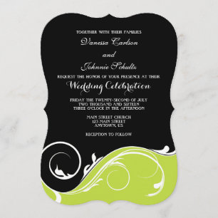 Invitation Mariage de paille noire verte de chaux invite