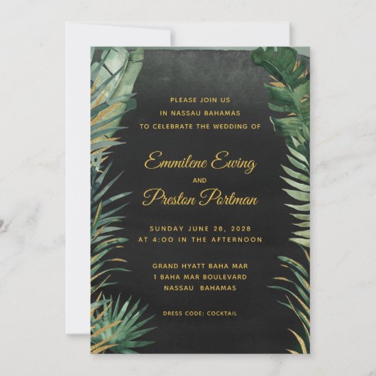 Invitation Mariage de palme tropical (Devant)
