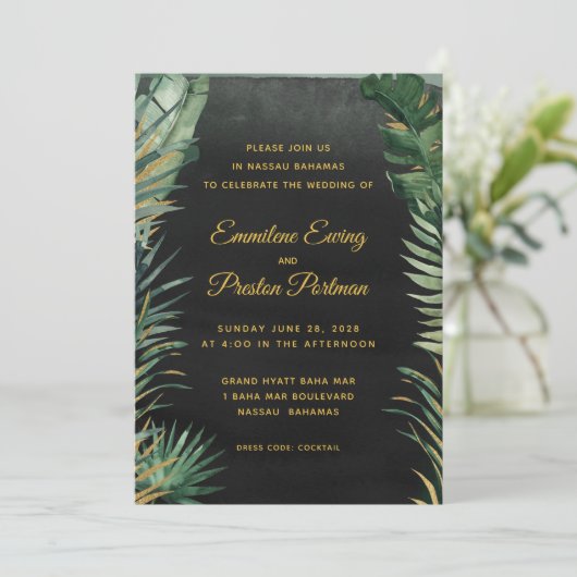 Invitation Mariage de palme tropical (Debout devant)