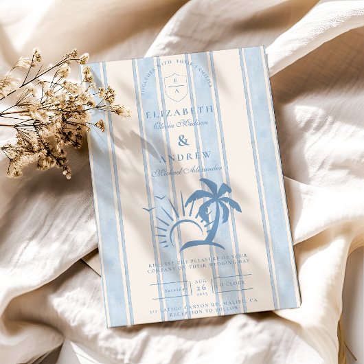 Invitation Mariage de palmier à main Nautique