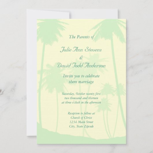 Invitation Mariage de palmier bleu tropical (Devant)