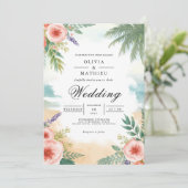 Invitation Mariage de palmier floral côtier (Debout devant)