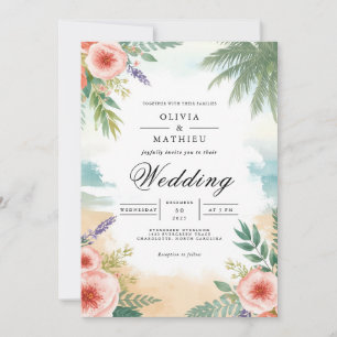 Invitation Mariage de palmier floral côtier