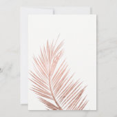 Invitation Mariage de palmier tropical moderne faux rose or (Dos)