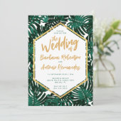 Invitation Mariage de palmier vert Feuille de plage (Debout devant)