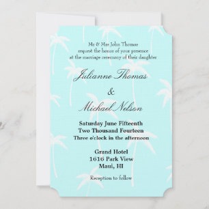 Invitation Mariage de palmiers bleus et blancs