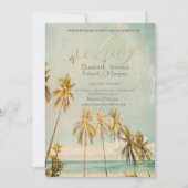 Invitation Mariage de palmiers de plage Retro (Devant)