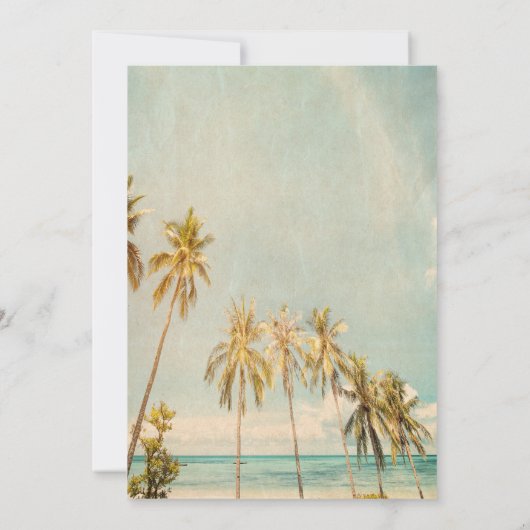 Invitation Mariage de palmiers de plage Retro (Dos)
