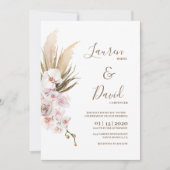 Invitation Mariage de Pampas Grass Bohême (Devant)