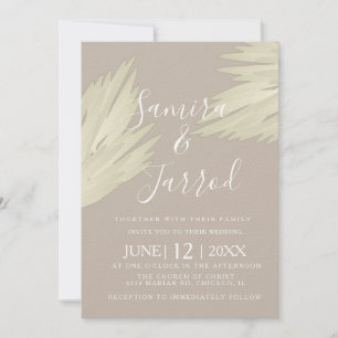 Invitation Mariage de Pampas simple de Bohême