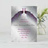 Invitation Mariage de paon Inviter l'argent rose Vintage (Debout devant)