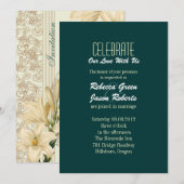 Invitation mariage de paon Vintage chevalier blanc élégant (Devant / Derrière)