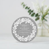 Invitation Mariage de papier kraft gris rose blanc (Debout devant)