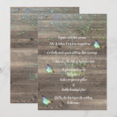 Invitation Mariage de papillon bleu vert vintage rustique (Devant / Derrière)