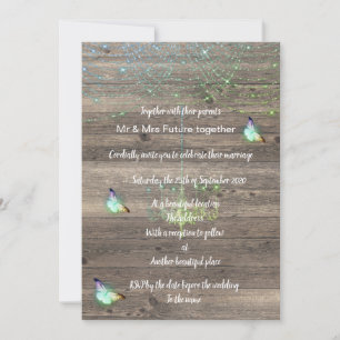 Invitation Mariage de papillon bleu vert vintage rustique