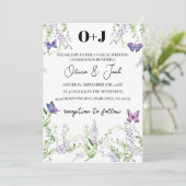Invitation Mariage de papillon de la glycine monogramme (Debout devant)