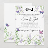 Invitation Mariage de papillon de la glycine monogramme (Devant / Derrière)
