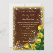 Invitation Mariage de papillon fleuri en bois foncé rustique (Devant)