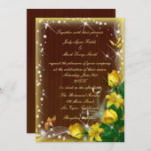 Invitation Mariage de papillon fleuri en bois foncé rustique (Devant / Derrière)