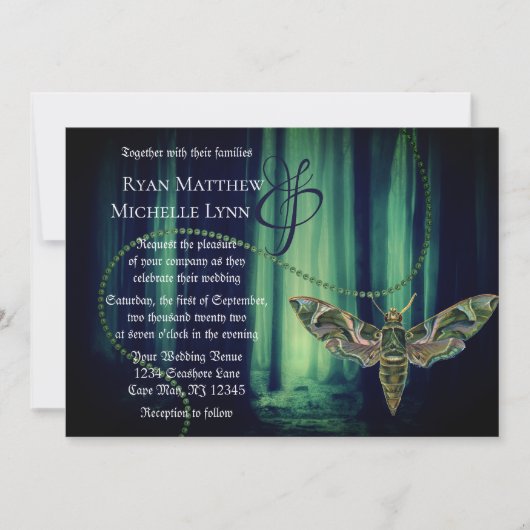 Invitation Mariage de papillon gothique enchanté (Devant)