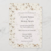 Invitation Mariage de papillons à la crème chic (Devant / Derrière)