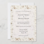 Invitation Mariage de papillons à la crème chic (Devant)