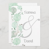 Invitation Mariage de papillons et de chrysanthèmes verts (Devant / Derrière)