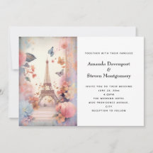 Mariage de papillons et fleurs Tour Eiffel