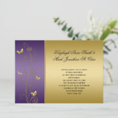 Invitation Mariage de papillons floraux pourpre et or (Debout devant)