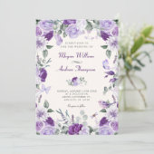 Invitation Mariage de papillons floraux violets (Debout devant)