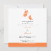 Invitation Mariage de papillons orange simple (Dos)