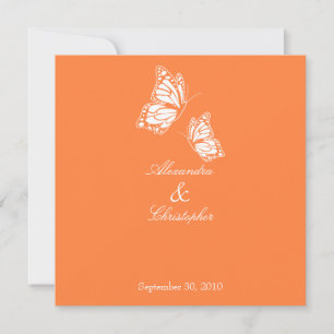 Invitation Mariage de papillons orange simple