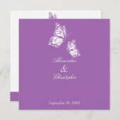 Invitation Mariage de papillons Violet simple (Devant / Derrière)