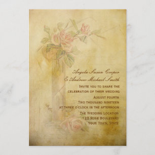 Invitation Mariage de parachutisme des Roses Vintages
