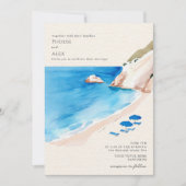 Invitation Mariage de parasols de plage côtière (Devant)