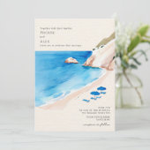 Invitation Mariage de parasols de plage côtière (Debout devant)