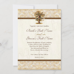 Invitation Mariage de parchemin antique des racines de l'arbr