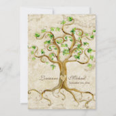 Invitation Mariage de parchemin antique des racines de l'arbr (Dos)