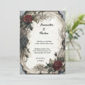Invitation Mariage de parchemin de Roses d'aquarelle (Debout devant)