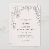 Invitation Mariage de parents de mariées en feuillage blanc (Devant / Derrière)