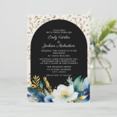 Invitation Mariage de Parties scintillant à arche florale en (Debout devant)