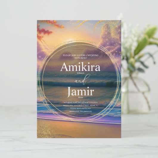 Invitation Mariage de Parties scintillant Arrière - plan de p (Debout devant)