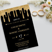 Invitation Mariage de Parties scintillant Black & Gold