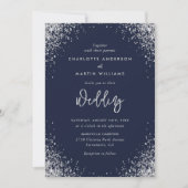 Invitation Mariage de Parties scintillant bleu et argent de l (Devant)