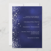 Invitation Mariage de parties scintillant bleu marine (Devant)