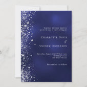 Invitation Mariage de parties scintillant bleu marine (Devant)