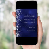 Invitation Mariage de parties scintillant bleu marine