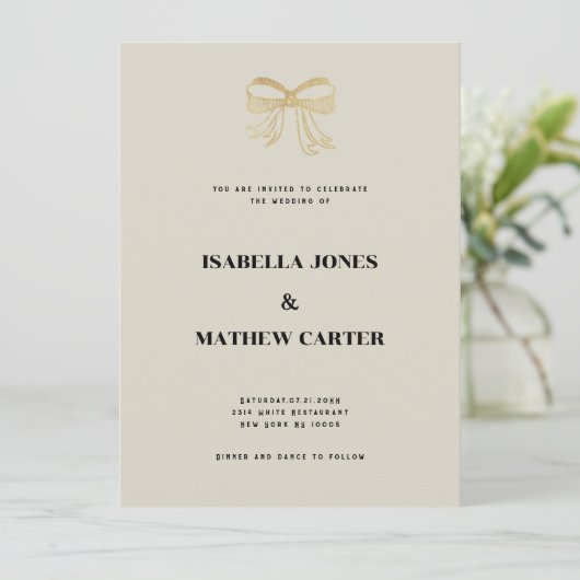 Invitation Mariage de parties scintillant d'arc en or neutre (Debout devant)