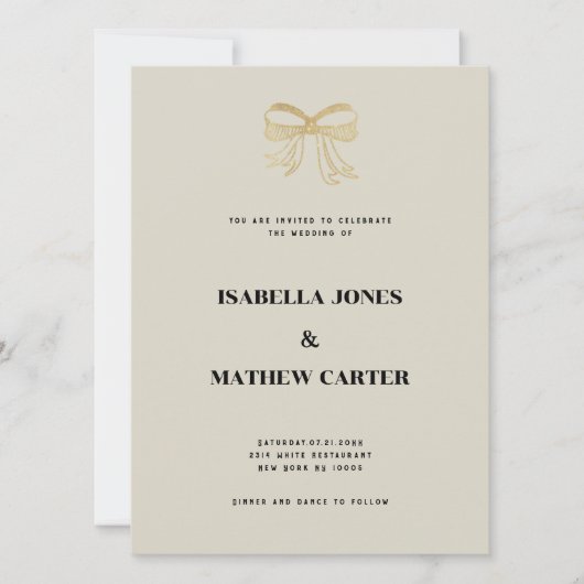 Invitation Mariage de parties scintillant d'arc en or neutre (Devant)
