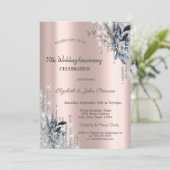Invitation Mariage de Parties scintillant d'argent Fleurs d'h (Debout devant)